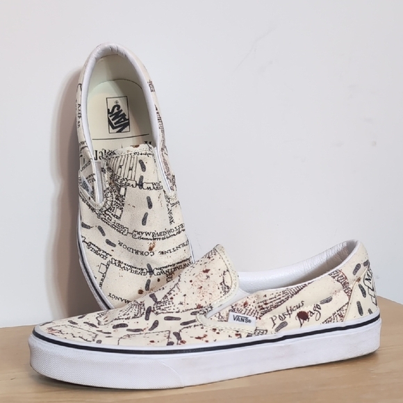Vans Slip-On Harry Potter Marauders Map Graphic Sneakers Shoes - Picture 1 of 7